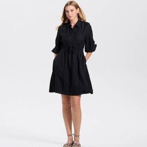 Black Shirtwaist Drawstring Women’s Dress